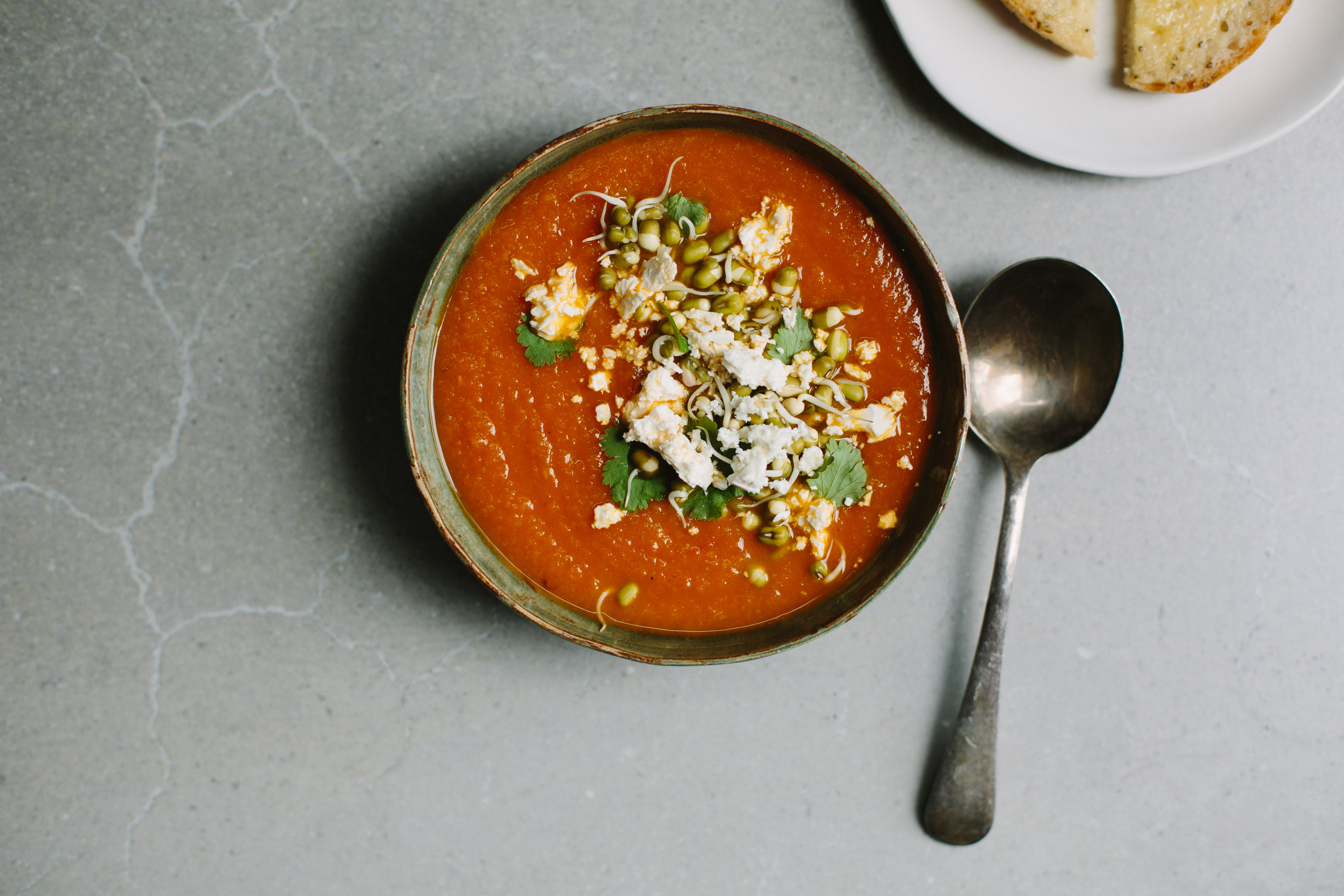 Curried carrot + red lentil soup with mung beans + feta | My Darling Lemon Thyme