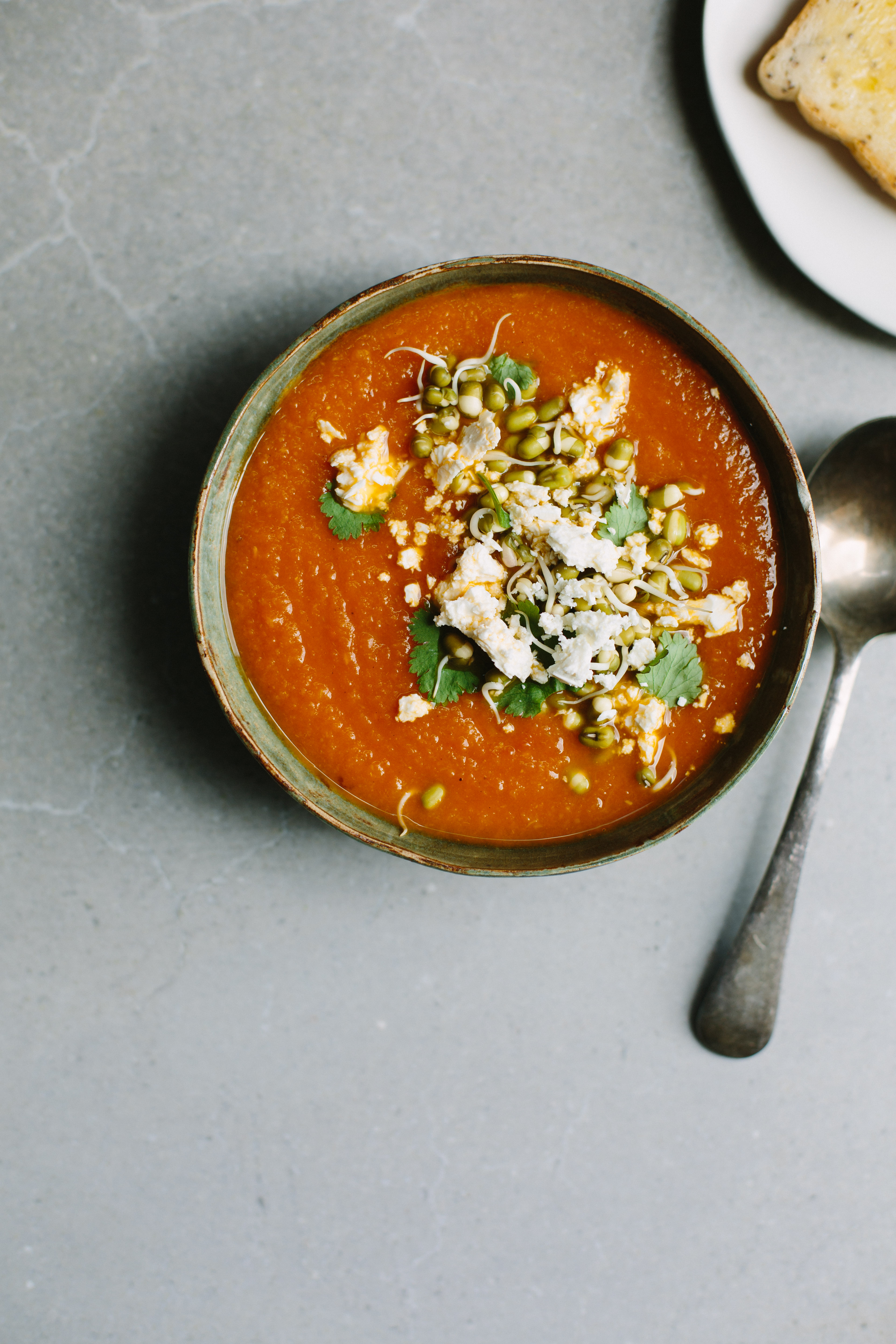 Curried carrot + red lentil soup with mung beans + feta | My Darling Lemon Thyme