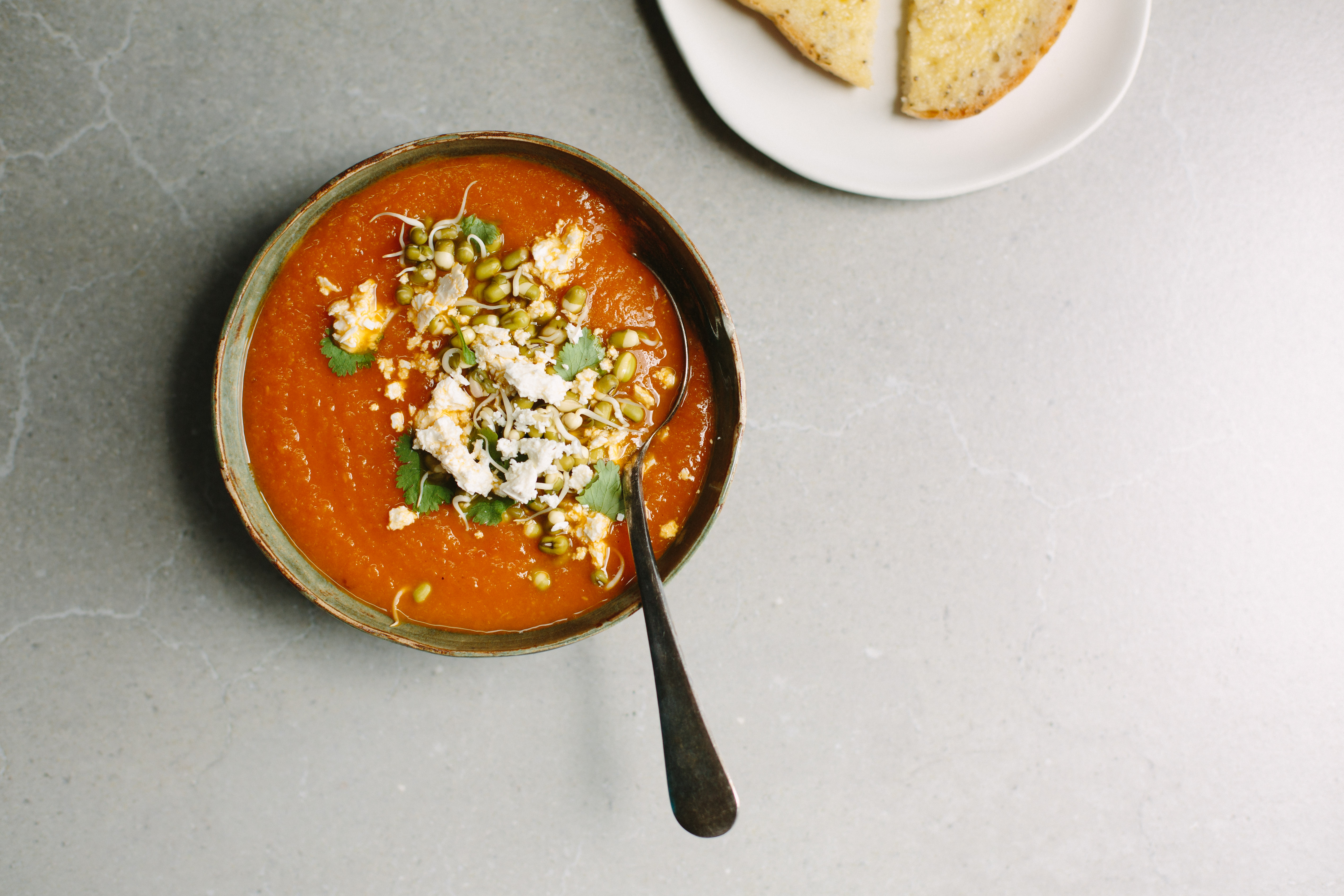 Curried carrot + red lentil soup with mung beans + feta | My Darling Lemon Thyme