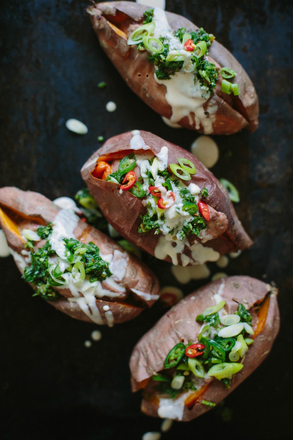 Chipotle, Bean + Lime Stuffed Sweet Potatoes with Herb Salsa | My Darling Lemon Thyme