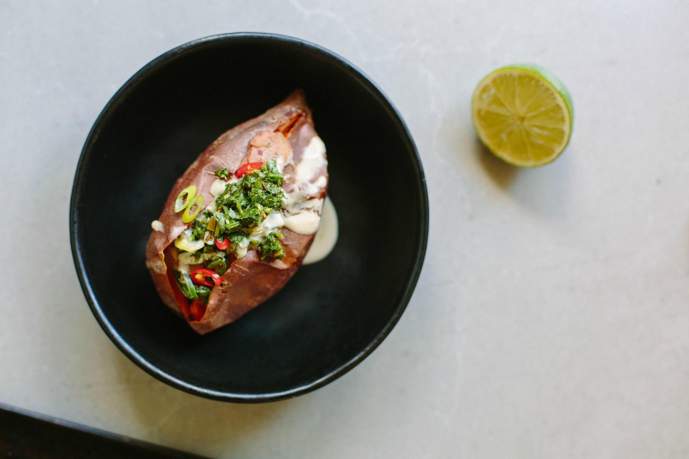 Chipotle, Bean + Lime Stuffed Sweet Potatoes with Herb Salsa | My Darling Lemon Thyme